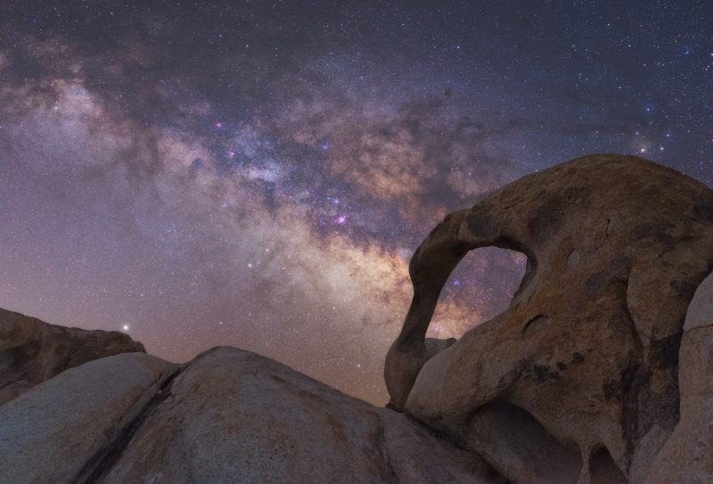 The Milky Wats sets over Mobius Arch in Alabama Hills, California.